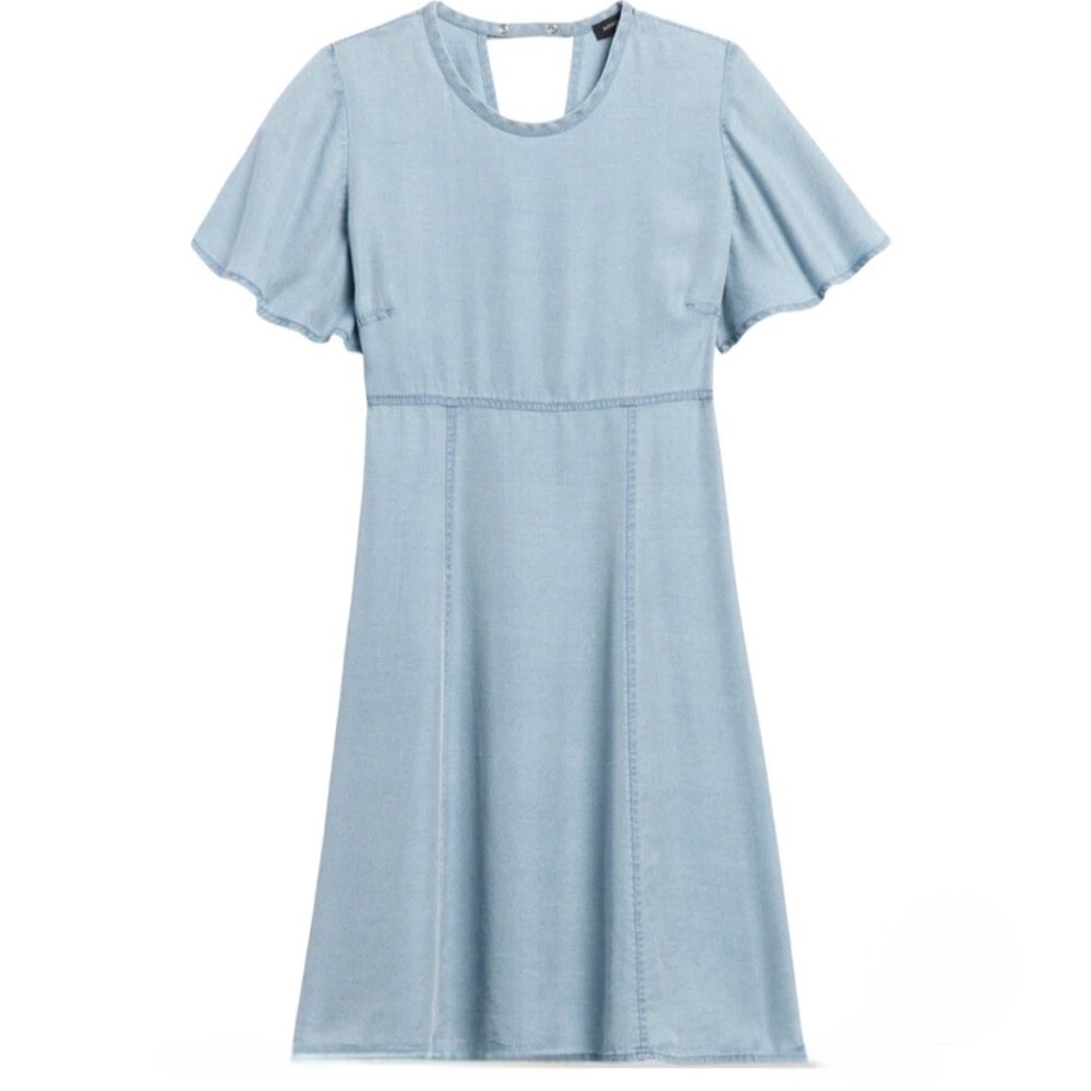 NWOT Banana Republic Flutter Sleeve Mini Dress Denim Light Blue Size 0